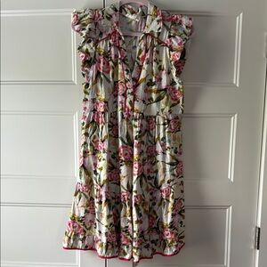 Umgee Floral Dress with Pink and Green Accents